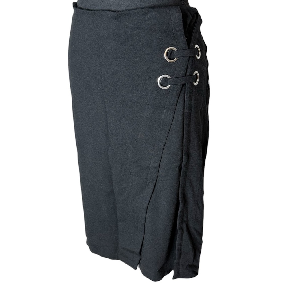 KATIES Black Plus Size Jersey Knit Skirt Metal Grommet Details Size 2XL